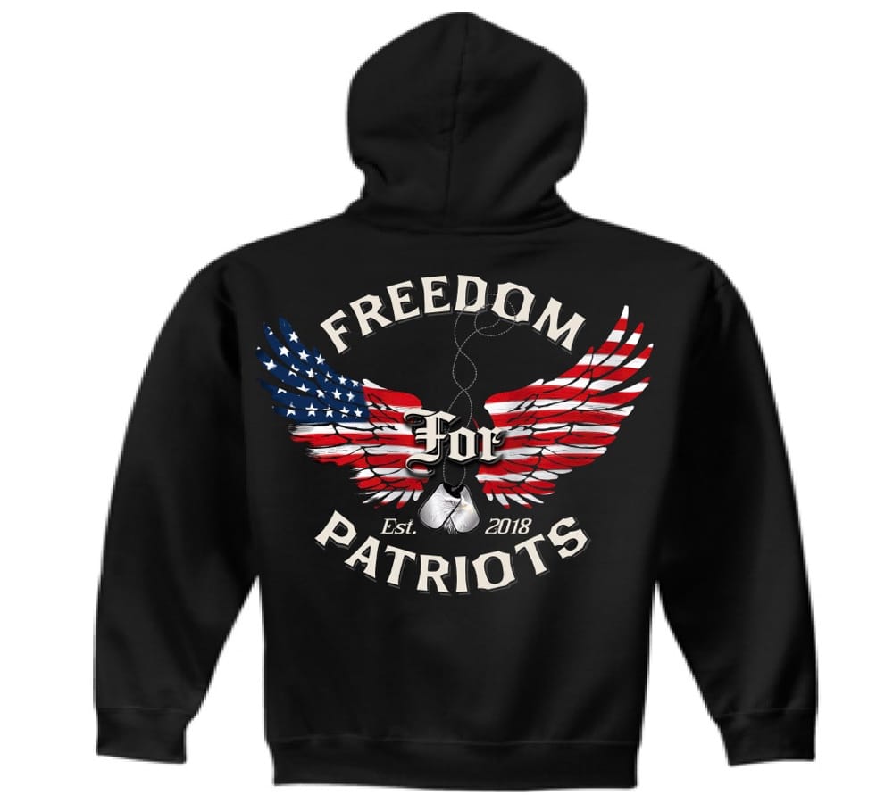 back of black freedom for patriots hoodie